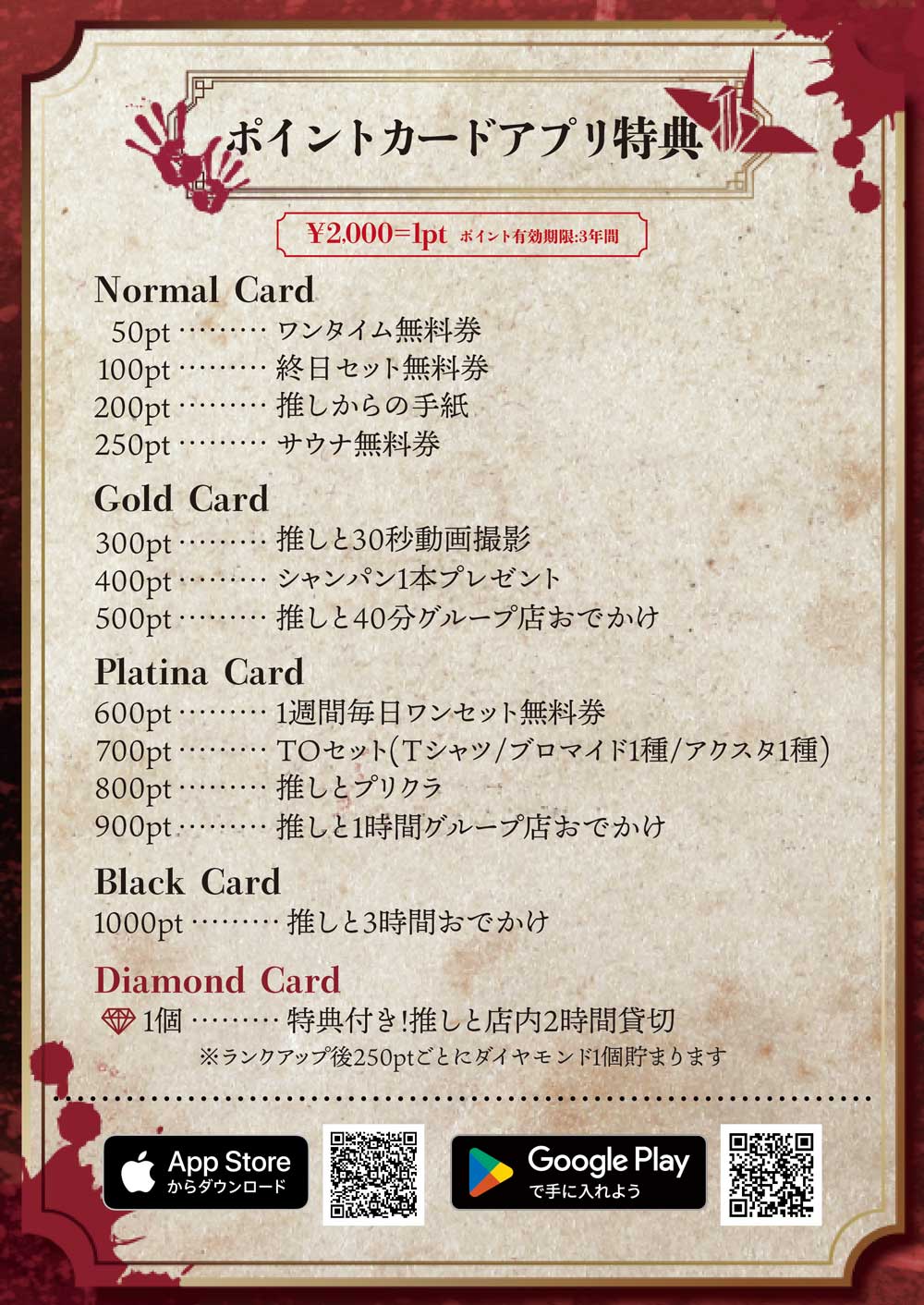 幽遊屋敷 秋葉原メンズコンカフェのポイントカード特典
